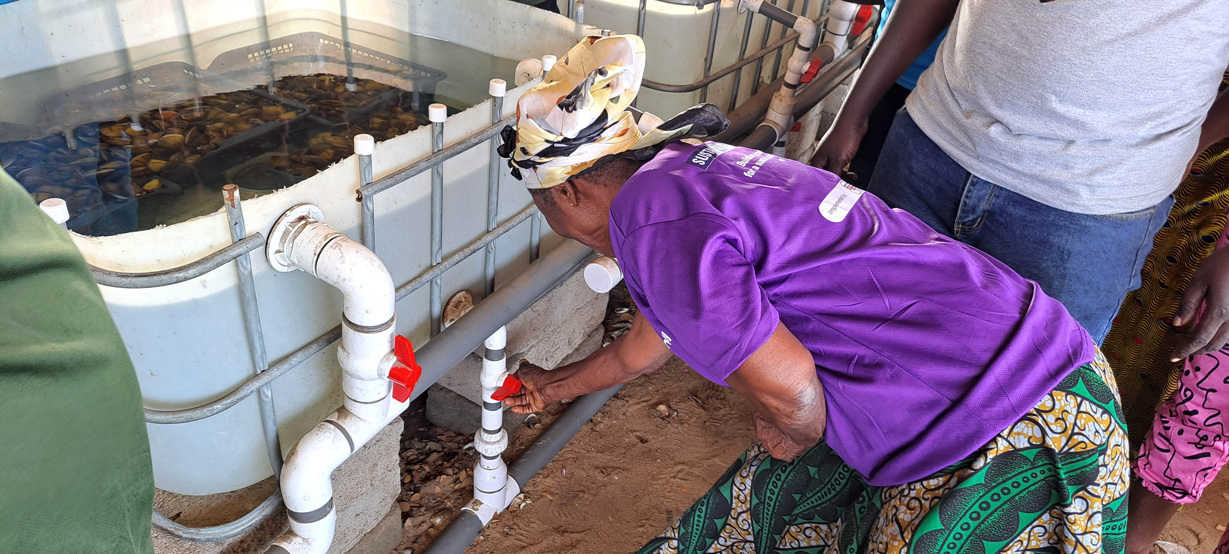 shellfish harvester trying out tank water release