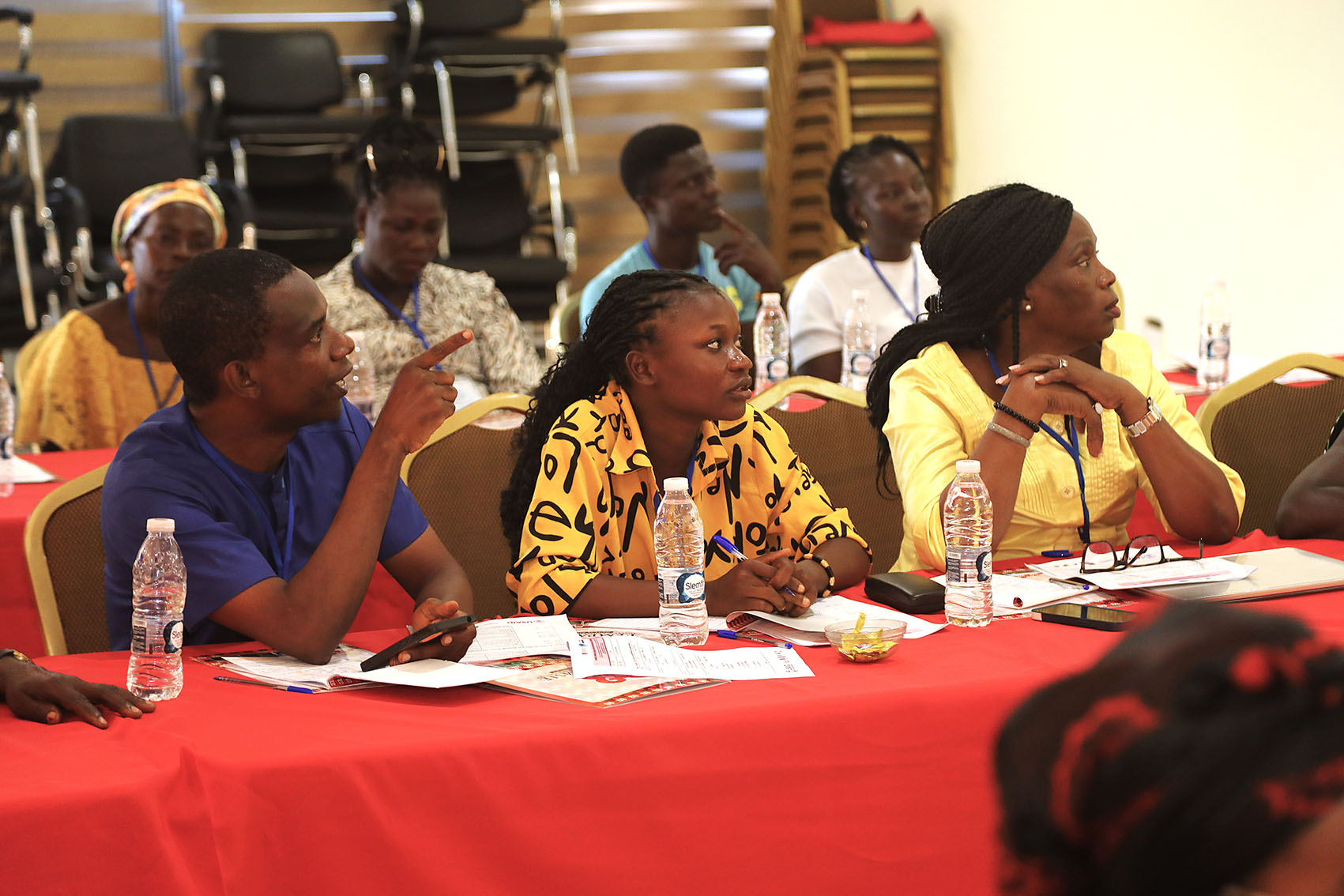 Precious (front-centre) at the shellfish peer exchange programme held in Ghana